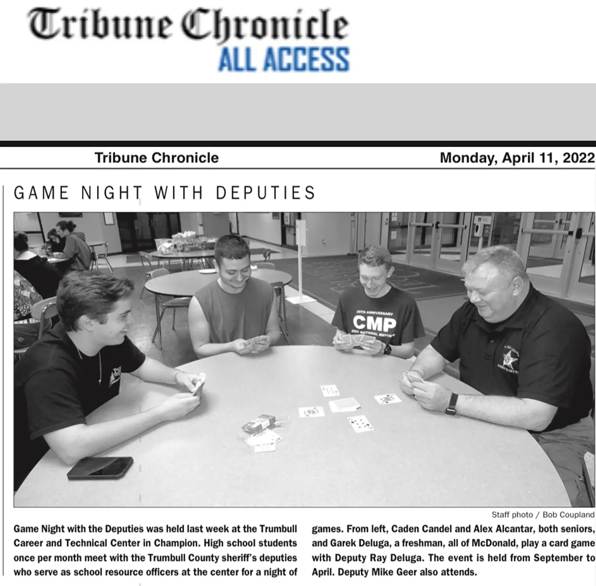 Game Night With Trumbull County Deputies